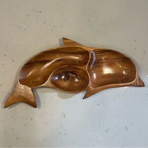 Vintage Dolphin Monkey Pod Serving Plate